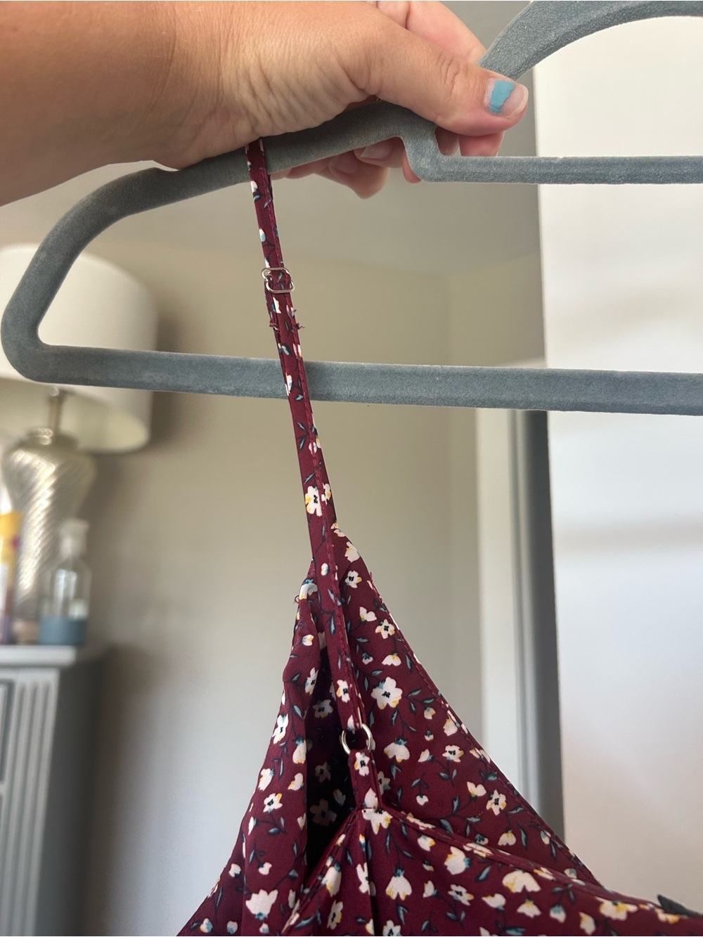 Women's Burgundy Floral Slip Dress - Picture 8 of 9